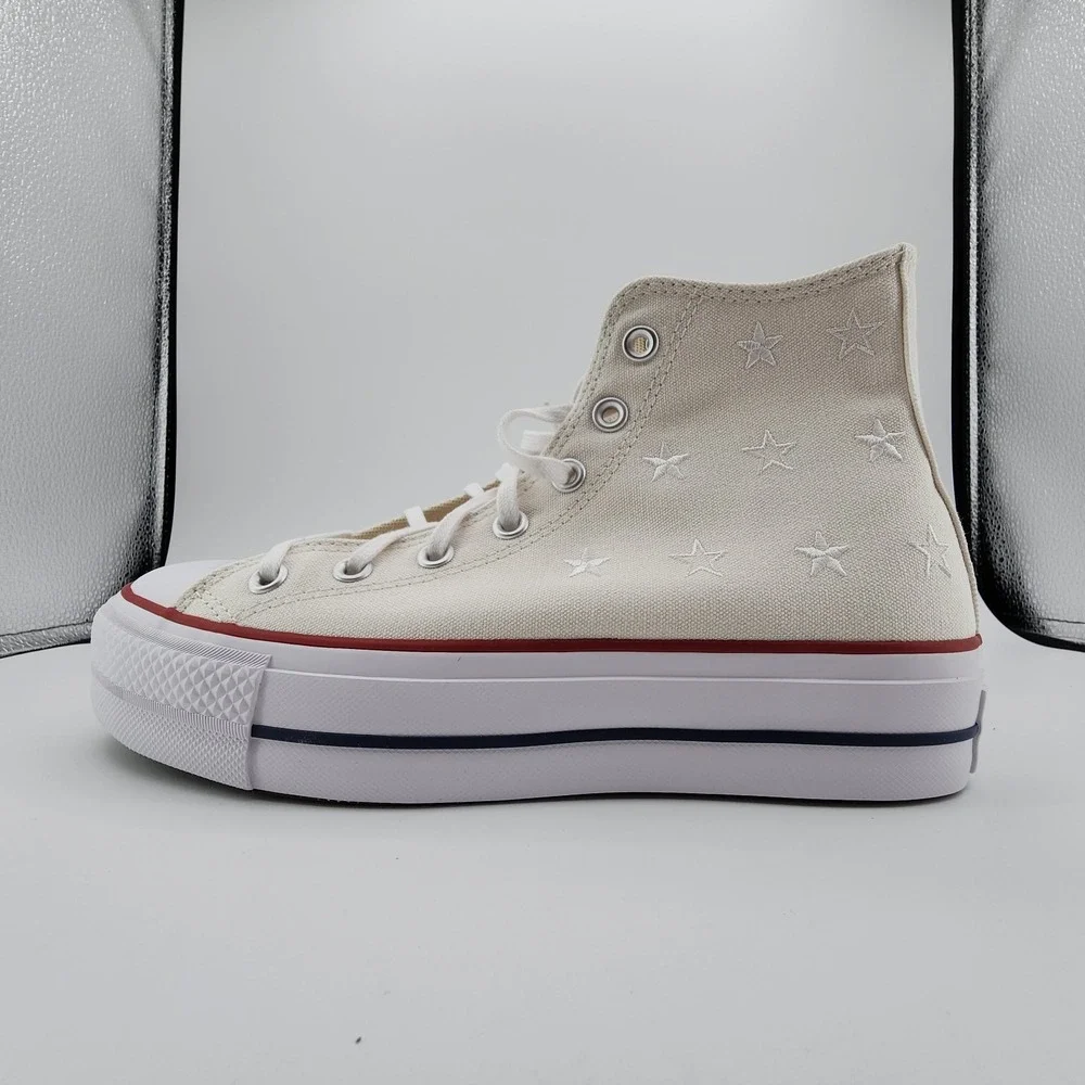 Converse Chuck Taylor All Star Lift Platform Womens 8.5 Vintage White Stars‎ NEW